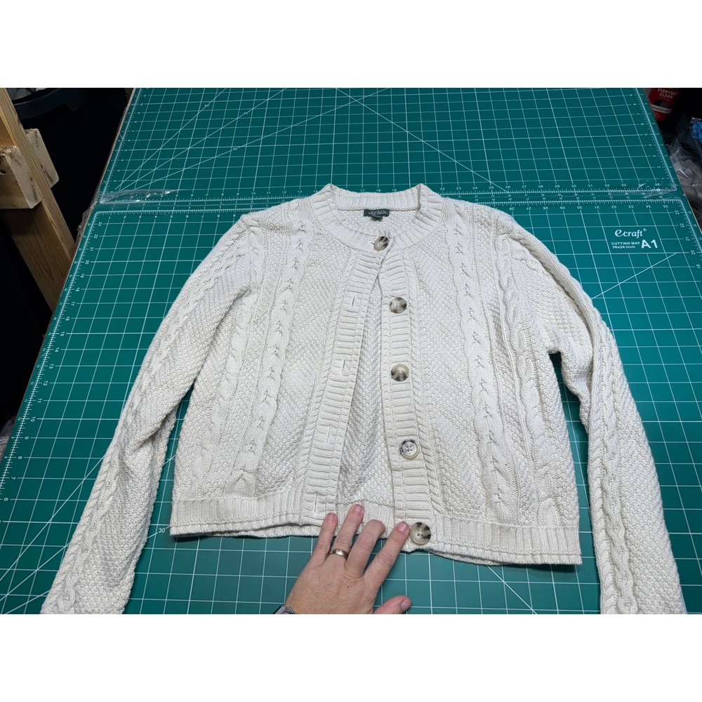 Wild Fable Womens Off White Cable Knit Button Front Cardigan Sweater Small